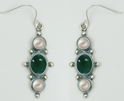 Sterling Silver Drop Dangle Earrings With Fluorite And Cultured Freshwater Pearl